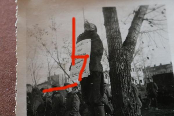 altes Foto - erhängter Partisan - Russland ?? wegen Brandstiftung